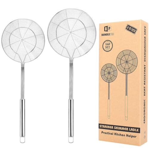 Large Stainless Steel Spider Strainer Long Handle