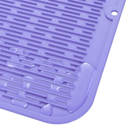 Silicone Dish Drying Mat for Multiple Usage (Light Purple / 18"L x 16"W)