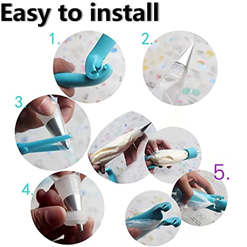 Cake Decorating Pen Tool Kit Pastry Bag DIY Cake Deco Tools Kit Pastry Icing Pen Piping Kit Bags (Blue / Decorating Pen)