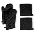 Pot Holders and Oven Mitts Sets for Kitchen Heat Resistant (Black)