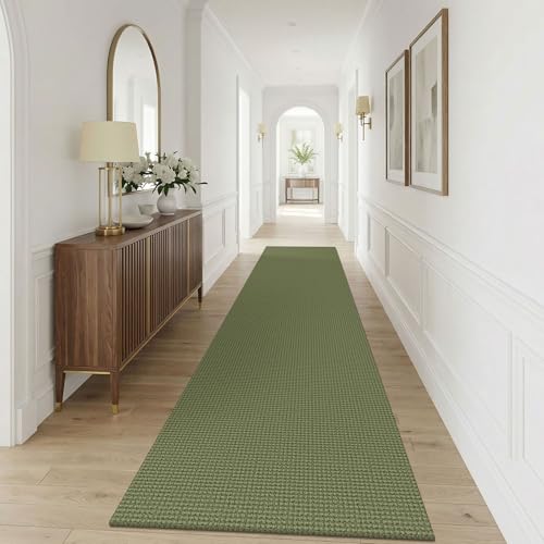 Cotton 3x12 Runners Rugs for Hallway (Olive Green/Earthy Green / 3' x 12' (Runner))