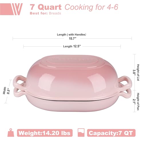 Enameled Cast Iron Sourdough Bread Oven (7 QT / Pink)
