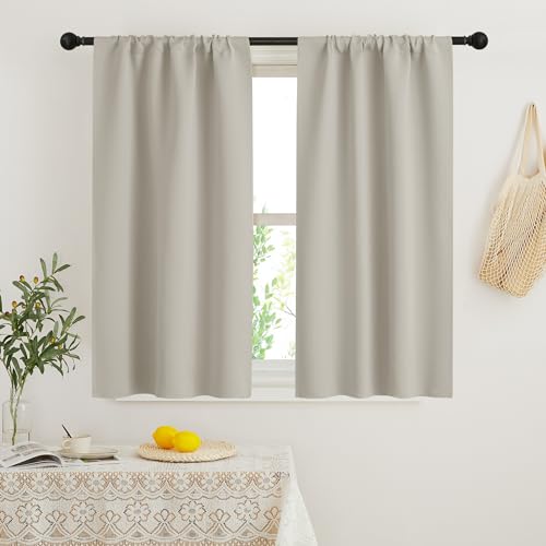 French Door Curtain Window Covering Rod Pocket for Small Window (Natural / 29"W x 45"L (Pack of 2))