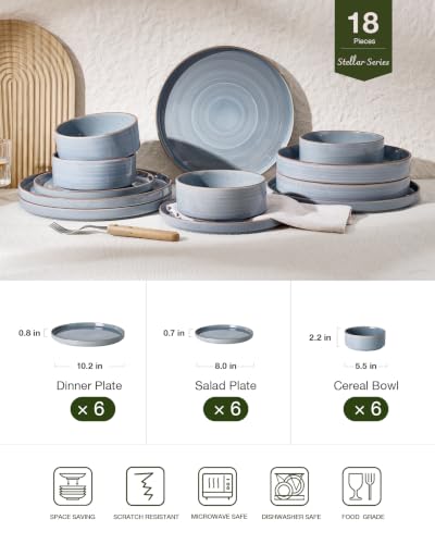 Stellar 18 Piece Stoneware Dinnerware Set (Blue Gray / Service for 6 (Standard Dinner Set))