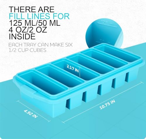 Silicone Freezer Tray With Lid (1 Cup and 1/2 Cup Yellow)