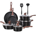 Induction Pots and Pans Set Nonstick (Jet Black / 12 PCS Cookware Set)