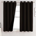 100% Blackout Curtains for Bedroom 2 Panels Set with Black Liner (52"W x 45"L (Pack of 2) / Brown)