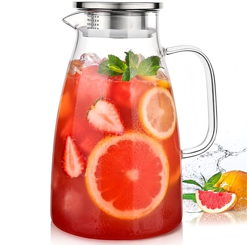 2 Liter 68oz Borosilicate Pitcher with Lid (68 Ounces)