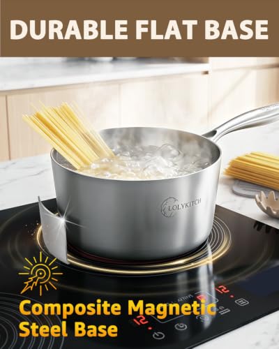 1.5 Quart Stainless Steel Saucepan with Steamer & Glass Lid (Silver)