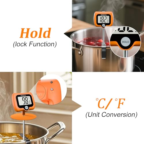 Digital Candy Thermometer with Pot Clip (Orange)