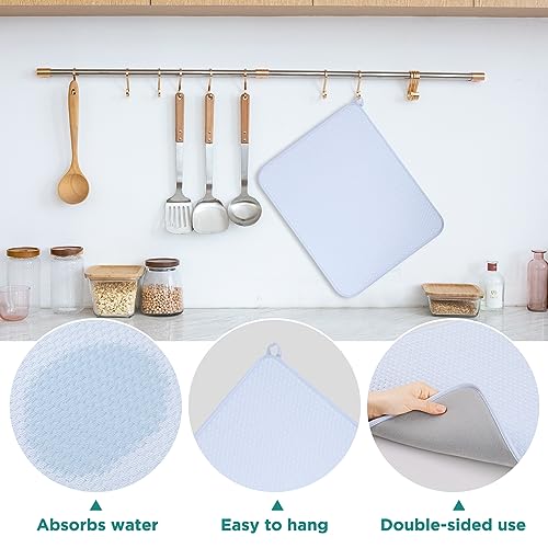 12 * 16 inch Microfiber Dish Drying Mat (Light Blue / 12" x 16")