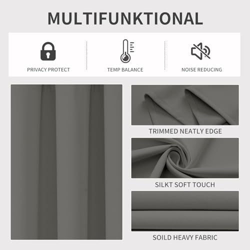 Blackout Curtains 84 Inch Length 2 Panels Set (Light Grey / 37"W x 84"L (Pack of 2))