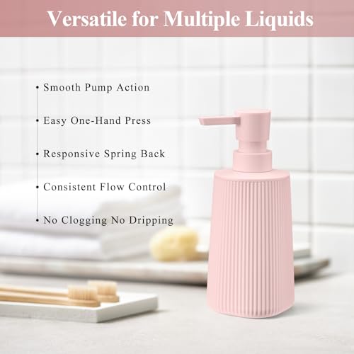 Pink 2 Pack Hand Soap Dispensers Set for Bathroom (Pink Set of 2)
