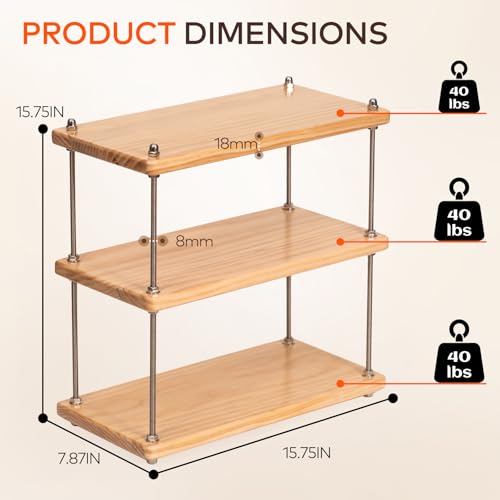 Solid Wood 3 Tier Coffee Bar (18MM Thick / Natural)