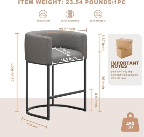 26" H Counter Height Bar Stools Set of 3 (Grey / Set of 3)