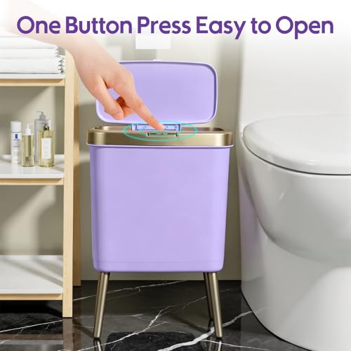 Purple Bathroom Trash Can with Lid and Legs (Purple)