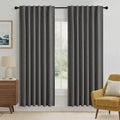 Grey 100% Blackout Linen Curtains 72 Inch Long for Bedroom (Grey / 52"W x 72"L (Pack of 2))