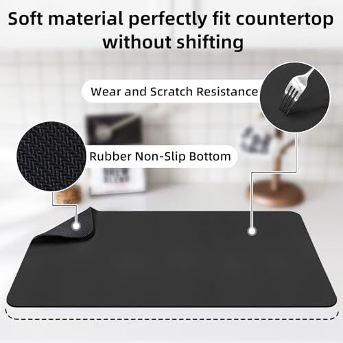 Large Dish Drying Mat for Kitchen Counter (Black / 24" x 16")