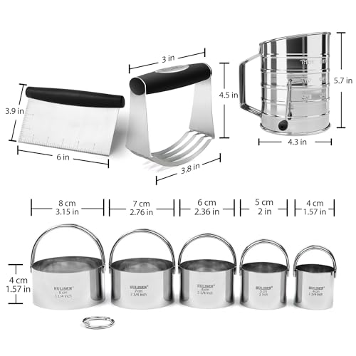 5 Pc Biscuit Cutters (4 Pcs Pastry Cutter Set with 3 Cup Flour Sifter)
