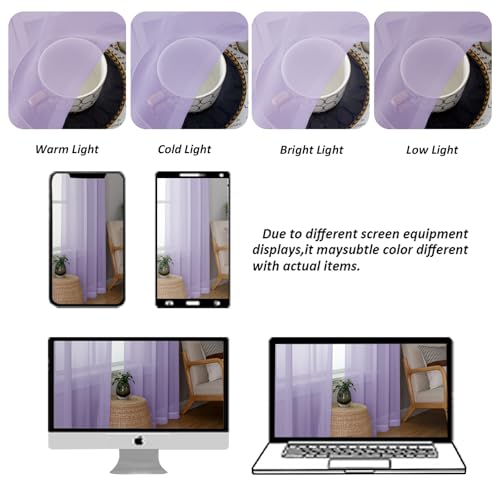 Sheer Lilac Valances for Windows 2 Pack (Lilac / 42"W x 14"L (Pack of 2))