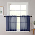 Kitchen Curtains 24 Inch Length Tier 2 Pieces (Navy Blue / 42"W x 24"L (Pack of 2))