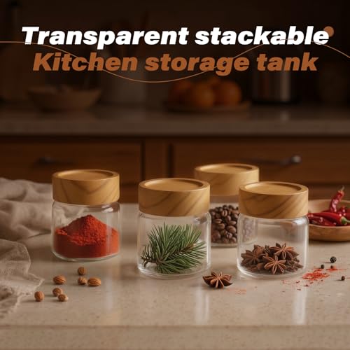6 Fl Oz Small Glass Jar with Wood Lid (F-lucency / 6 fl oz)