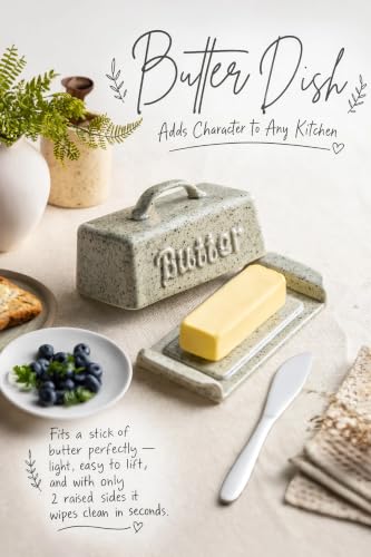 Butter Dish with Lid (Speckled White)