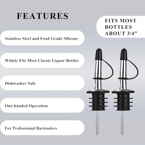 Jigger for Bartending (1 Jigger+ 2 Pourers with Caps / Golden Ring)
