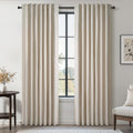 Linen Blackout Curtains 86 Inches Long for Bedroom 2 Panels Set 100% Blackout Drapes for Living Room Window Treatment Modern Farmhouse Back Tab Rod Pocket Beige White Drapes (Beige / 52"W x 86"L (Pack of 2))