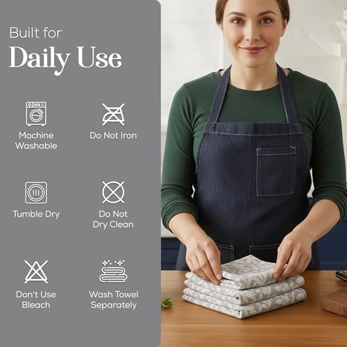 Kitchen Towels (Grey & White Vine)