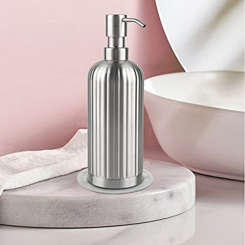 Stripe Design Dish Soap Dispenser with Stickers (Silver Stripes)