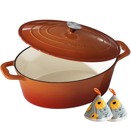 Enameled Cast Iron Dutch Oven (Cooking Pot / Vibrant orange / 9.3QT)