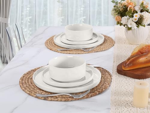 24 Pieces Stoneware Dinnerware Set (24-Piece / Polar White)