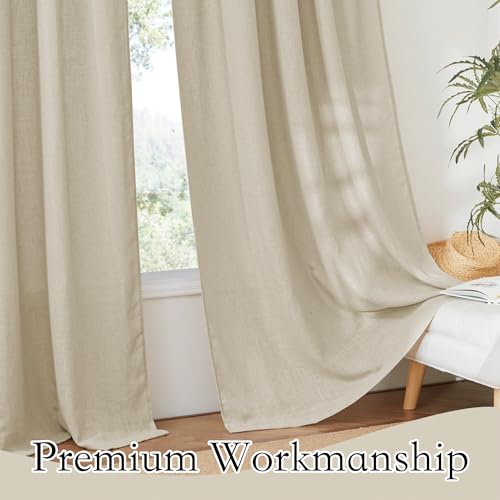 Extra Wide Sheer Curtains for Sliding Patio Door Large Window (Beige / 70"W x 84"L (Pack of 2))