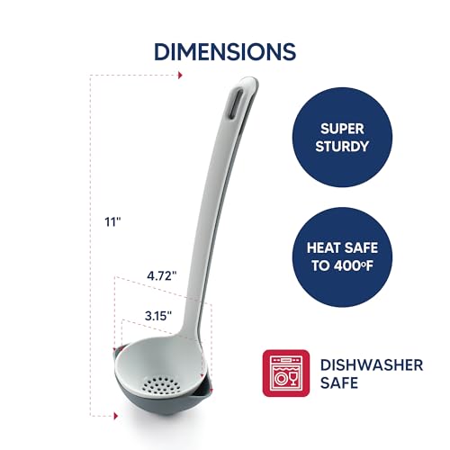 2-in-1 Straining Ladle, Super Strong and Heat Safe (Straining Ladle)