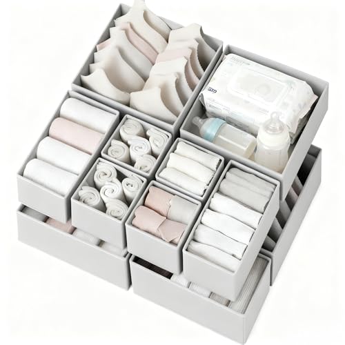 Drawer Organizer Clothes 12 Pack (12 Pack / Grey)