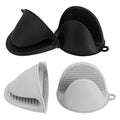 4PCS Heat Resistant Silicone Oven Mitts & Potholders (Black and Gray)