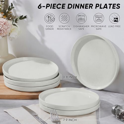 7.9 Inch Ceramic Dinner Plates (Speckled White / 7.9'')