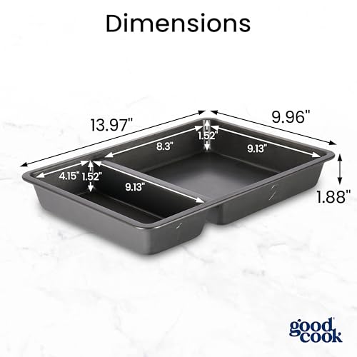 Premium Nonstick divided Baking Pan (9 x 13-Inch / Gray)