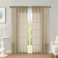 Taupe Sheer Curtains 72 Inch Long 2 Panels for Living Room 59" Wide (Taupe / 59"W x 72"L (Pack of 2))
