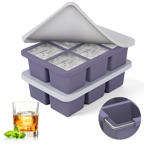 Large Silicone Ice Cube Trays with Lids (Purple+Purple)