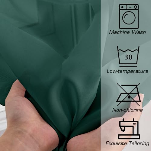 Hunter Green Sheer Curtains 72 Inches Long 2 Panels for Living Room (Hunter Green / 42"W x 72"L (Pack of 2))