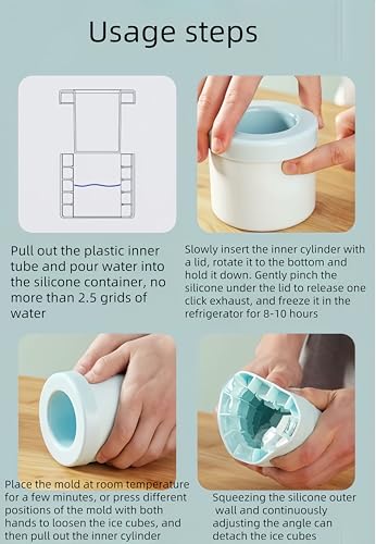 3D Upgraded Silicone Ice Cube Tray with Easy Release (Blue)