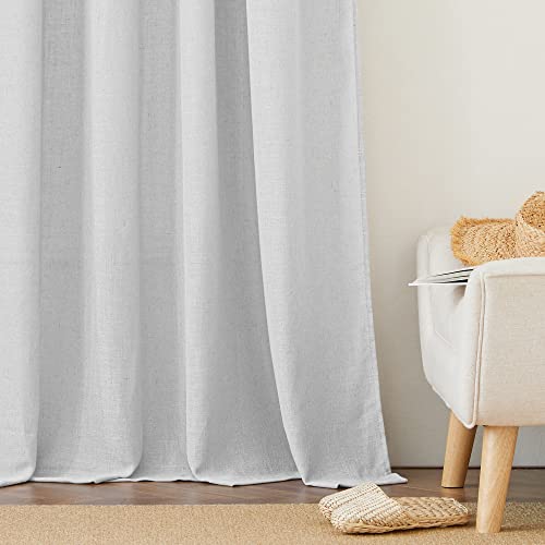 Farmhouse Boho Linen Sheer Curtains 90 inches Long for Living Room (Dove Grey / 52"W x 90"L (Pack of 2))