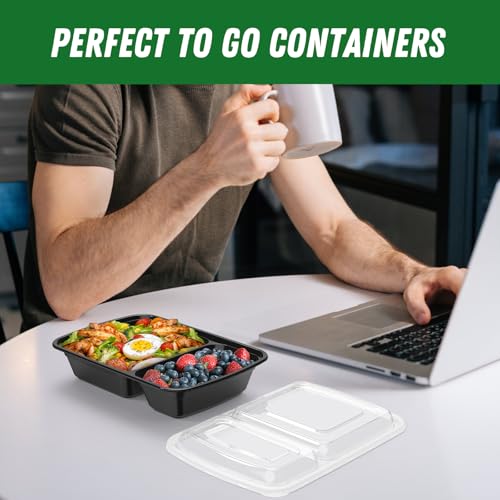 50 Pack 28 oz Meal Prep Containers with Lids 2 (Black)