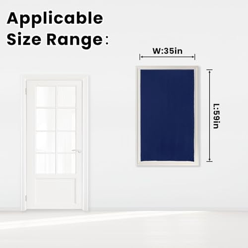 Self Adhesive Portable Blackout Curtains for Bedroom Easy to Install Window Thermal Lnsulated Kitchen Room Darkening Small Window Curtains (35"W x 59"L (Pack of 1) / Navy Blue)