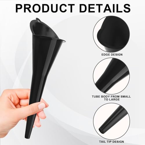 Long Neck Oil Funnel for Automotive (Black (2-Pack))