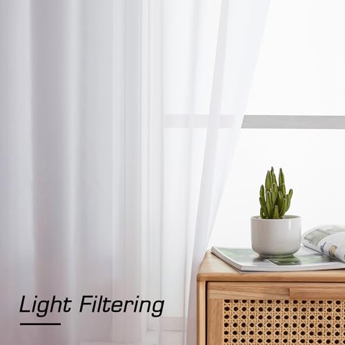 White Sheer Curtains 90 Inches Long (59"W x 90"L (Pack of 2) / White)