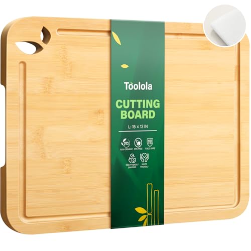 Bamboo Cutting Boards for Kitchen (Natural / 15"L x 12"W)