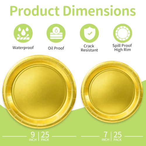 Gold Paper Plates (Gold / 50 Count (25-9" & 25-7"))